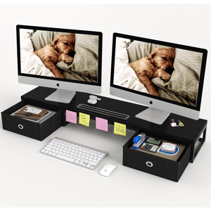 Does Not Apply Dual Monitor Stand Riser With 2 Drawers - 39inch Large Storage Computer Monitor Does Not Apply Dual Monitor Stand Riser With 2 Drawers - 39inch Large Storage Computer Monitor