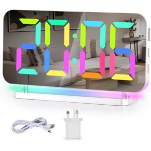 Sukeen Alarm Clock For Bedroom,7.4" Mirror Digital Clocks Large Display,With Rg Sukeen Alarm Clock For Bedroom,7.4" Mirror Digital Clocks Large Display,With Rg