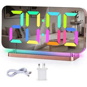 Sukeen Alarm Clock For Bedroom,7.4" Mirror Digital Clocks Large Display,With Rg Sukeen Alarm Clock For Bedroom,7.4" Mirror Digital Clocks Large Display,With Rg