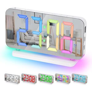 Sukeen 7.4" Led Digital Alarm Clock, Mirror Clock With 11 Colors Time Display, Sukeen 7.4" Led Digital Alarm Clock, Mirror Clock With 11 Colors Time Display,
