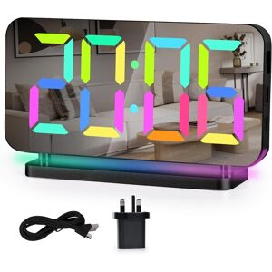 Sukeen Alarm Clock For Bedroom,7.4" Mirror Digital Clocks Large Display,With Rg Sukeen Alarm Clock For Bedroom,7.4" Mirror Digital Clocks Large Display,With Rg