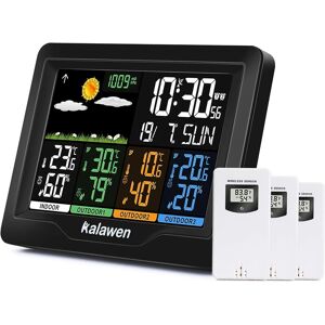 Kalawen Weather Station With 3 Outdoor Sensors, Msf Wireless Digital Alarm Cloc Kalawen Weather Station With 3 Outdoor Sensors, Msf Wireless Digital Alarm Cloc