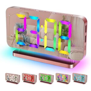 Sukeen Alarm Clock, 7.4" Led Digital Clock, Mirror Clock With 11 Colors Time Di Sukeen Alarm Clock, 7.4" Led Digital Clock, Mirror Clock With 11 Colors Time Di