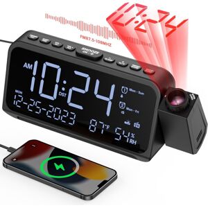 Rocam Alarm Clock Radio With Projection, Digital Alarm Clock Bedside Projector Rocam Alarm Clock Radio With Projection, Digital Alarm Clock Bedside Projector