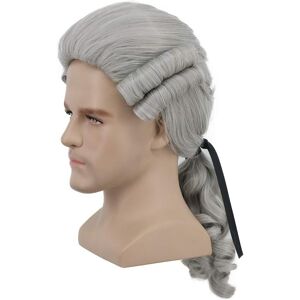 Yuehong Men Long Curly Grey Cosplay Wig Colonial Gentleman Lawyer 18th Century Yuehong Men Long Curly Grey Cosplay Wig Colonial Gentleman Lawyer 18th Century