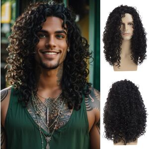 Dsimeig Long Curly Black Wigs For Men Halloween Costume Party Dsimeig Long Curly Black Wigs For Men Halloween Costume Party