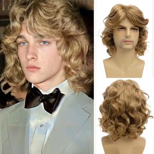 Qnbiar Long Wavy Blonde Wig For Men Natural Layered Fluffy Wig Synthetic Heat Resistan Qnbiar Long Wavy Blonde Wig For Men Natural Layered Fluffy Wig Synthetic Heat Resistan