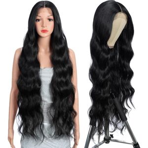 Style Icon Long Black Wave Wig Synthetic Lace Front Wig For Women 36\" Super Lon Style Icon Long Black Wave Wig Synthetic Lace Front Wig For Women 36\" Super Lon