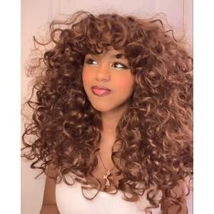 Cocrowns Curly Wig With Bangs For Black Women Long Curly Shag Synthetic Hair Wigs Daily Cocrowns Curly Wig With Bangs For Black Women Long Curly Shag Synthetic Hair Wigs Daily