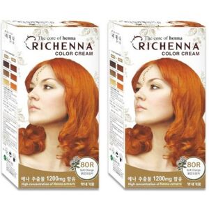 Richenna Color Cream Hair Dye With Henna #8or Soft Orange Easy Self Hair Dye New Richenna Color Cream Hair Dye With Henna #8or Soft Orange Easy Self Hair Dye New