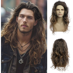 Does Not Apply Long Curly Wavy Brown Wigs For Men Synthetic Natural Party Halloween Cosplay Hai Does Not Apply Long Curly Wavy Brown Wigs For Men Synthetic Natural Party Halloween Cosplay Hai
