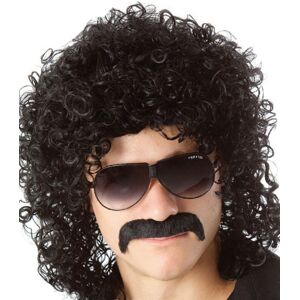 Juanxian 70s 80s Men'S Party Fancy Dress Halloween Wig Curly Black Mullet Rockstar Wig(S Juanxian 70s 80s Men'S Party Fancy Dress Halloween Wig Curly Black Mullet Rockstar Wig(S