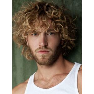 Qnbiar Men'S Short Curly Blonde Hair Wigs Heat Resistant Synthetic Wig With Dark Root Qnbiar Men'S Short Curly Blonde Hair Wigs Heat Resistant Synthetic Wig With Dark Root