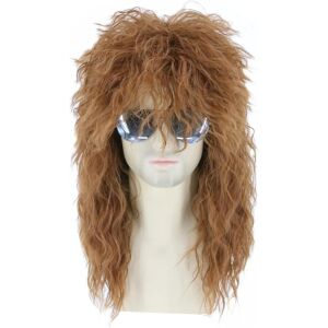 Topcosplay Mens 80s Mullet Wig - Black Curly Male Halloween Costume Punk Rocker Topcosplay Mens 80s Mullet Wig - Black Curly Male Halloween Costume Punk Rocker