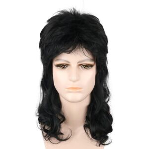 lemarnia Lemarnia 80s Men'S Black Mullet Wig Halloween Costume Party Wig lemarnia Lemarnia 80s Men'S Black Mullet Wig Halloween Costume Party Wig