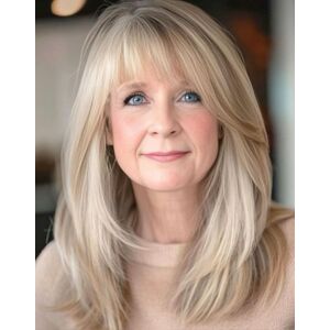 Qnbiar Long Mixed Blonde Layered Wig With Bangs Synthetic Replacement Wig For Women Qnbiar Long Mixed Blonde Layered Wig With Bangs Synthetic Replacement Wig For Women