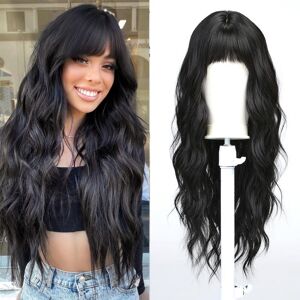 esmee Esmee Long Wavy Black Wig For Women Natural Synthetic Hair Heat Resistant Brune esmee Esmee Long Wavy Black Wig For Women Natural Synthetic Hair Heat Resistant Brune