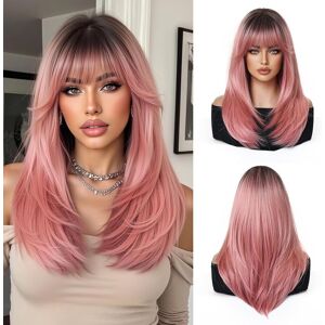 Esmee Long Straight Pink Wigs For Women With Fringe Natural Synthetic Hair Ombr Esmee Long Straight Pink Wigs For Women With Fringe Natural Synthetic Hair Ombr
