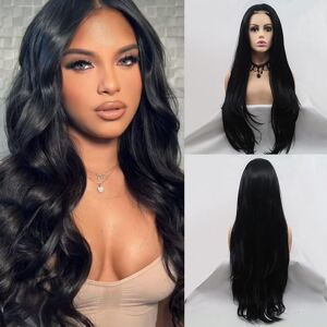 Xiweiya Black Wig Long 1b# Black Wavy Sytnhetic Lace Front Wigs,Middle Part Nat Xiweiya Black Wig Long 1b# Black Wavy Sytnhetic Lace Front Wigs,Middle Part Nat