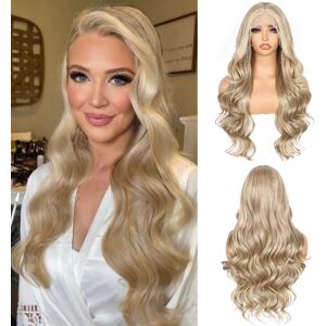Sapphirewigs 13x4 Lace Front Wig Milk Tea Blonde Body Wave Synthetic Lace Front Sapphirewigs 13x4 Lace Front Wig Milk Tea Blonde Body Wave Synthetic Lace Front