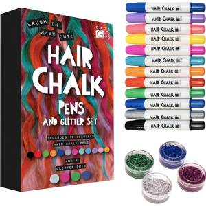 Does Not Apply Hair Chalk Pens And Glitter - 12 Chalks And 4 Glitters - Deluxe Set Of Colour Cr Does Not Apply Hair Chalk Pens And Glitter - 12 Chalks And 4 Glitters - Deluxe Set Of Colour Cr
