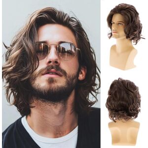 Qnbiar Short Wavy Brown Wigs For Men Natural Layered Cosplay Hair Wig Qnbiar Short Wavy Brown Wigs For Men Natural Layered Cosplay Hair Wig