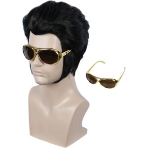 Linfairy Short Slicked Back Black Wig Wig With Glasses Halloween Cosplay Costum Linfairy Short Slicked Back Black Wig Wig With Glasses Halloween Cosplay Costum