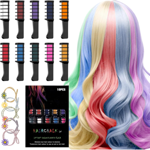 Does Not Apply Hair Chalk For Girls Set I 10 Washable Colours & 5 Hair Bobbles I Temporary Hair Does Not Apply Hair Chalk For Girls Set I 10 Washable Colours & 5 Hair Bobbles I Temporary Hair