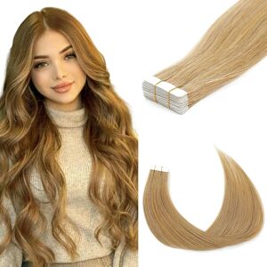 Qiyazai 20 Inch 27# Middle Blonde Tape In Hair Extensions Human Hair Seamless Skin Weft Qiyazai 20 Inch 27# Middle Blonde Tape In Hair Extensions Human Hair Seamless Skin Weft