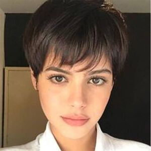 Queentas Brown Short Pixie Cut Wigs Heat Resistant Synthetic Fiber Natural Stra Queentas Brown Short Pixie Cut Wigs Heat Resistant Synthetic Fiber Natural Stra