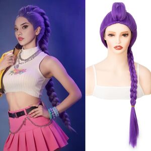 Yamel Long Dark Purple Braided Wig Heat Resistant 100 Cm Adjustable Fit Cosplay Yamel Long Dark Purple Braided Wig Heat Resistant 100 Cm Adjustable Fit Cosplay