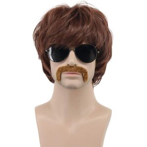 Karlery Adult Men Short Straight Brown Disco Wig California 70s 80s Rocker Mous Karlery Adult Men Short Straight Brown Disco Wig California 70s 80s Rocker Mous