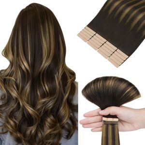 Hotbanana Tape In Hair Extensions, 16 Inch 10pcs 25g Dark Brown Mixed Medium Br Hotbanana Tape In Hair Extensions, 16 Inch 10pcs 25g Dark Brown Mixed Medium Br