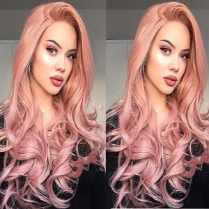 xiweiya Xiweiya 1344# Pink Wig Long Natural Wavy Rose Gold 13x3 Lace Front Wigs Heat Re xiweiya Xiweiya 1344# Pink Wig Long Natural Wavy Rose Gold 13x3 Lace Front Wigs Heat Re