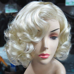 Does Not Apply Short Light Blonde Vintage Wig For Women 20s 30s Curly Synthetic Halloween Carni Does Not Apply Short Light Blonde Vintage Wig For Women 20s 30s Curly Synthetic Halloween Carni