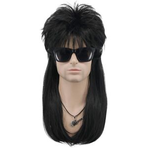 vgbeaty Vgbeaty Mullet Wig 70s 80s Disco Punk Rock For Men Women Long Straight Black Fa vgbeaty Vgbeaty Mullet Wig 70s 80s Disco Punk Rock For Men Women Long Straight Black Fa