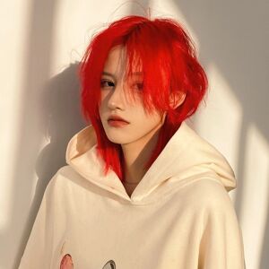 Care+ .Red Men Wig Wolf Cut Wig Straight Short Hair Pieces For Festival Cosplay Show Care+ .Red Men Wig Wolf Cut Wig Straight Short Hair Pieces For Festival Cosplay Show