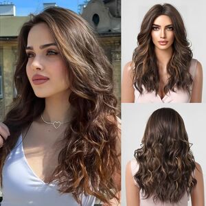 Haircube Long Brown Curly Wigs For Women Synthetic Hair Wig With Light Brown Hi Haircube Long Brown Curly Wigs For Women Synthetic Hair Wig With Light Brown Hi
