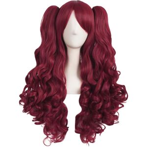 Mapofbeauty 28 Inch/70cm Lolita Long Curly 2 Ponytails Clip On Cosplay Wig (Red Mapofbeauty 28 Inch/70cm Lolita Long Curly 2 Ponytails Clip On Cosplay Wig (Red