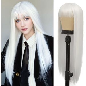 Siudus Womens White Straight Long Wigs With Bangs Synthetic Natural Looking Hair Wig F Siudus Womens White Straight Long Wigs With Bangs Synthetic Natural Looking Hair Wig F