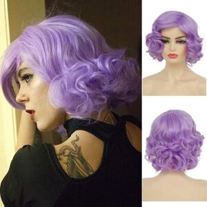 baruisi Baruisi Short Curly Purple Wigs For Women Synthetic Natural Wavy Costume Cospla baruisi Baruisi Short Curly Purple Wigs For Women Synthetic Natural Wavy Costume Cospla