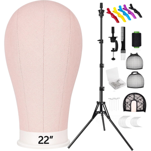 Casduct 63in Wig Stand Tripod With 22in Head, Canvas Wig Head Stand With Mannequin Head Casduct 63in Wig Stand Tripod With 22in Head, Canvas Wig Head Stand With Mannequin Head