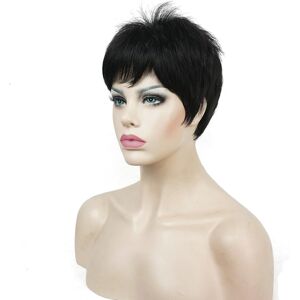 Lydell Very Short Layered Shaggy Full Synthetic Wig Natural Black Lydell Very Short Layered Shaggy Full Synthetic Wig Natural Black