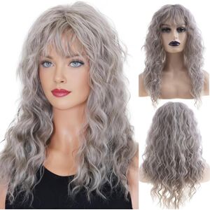 Qnbiar Long Curly Wavy Women Wig With Bangs Synthetic Heat Resistant Halloween Cosplay Qnbiar Long Curly Wavy Women Wig With Bangs Synthetic Heat Resistant Halloween Cosplay