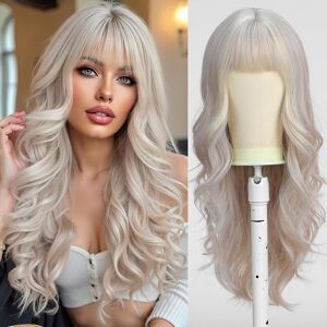 Esmee Long Wavy Platinum Blonde Wig For Women Natural Synthetic Hair Heat Resis Esmee Long Wavy Platinum Blonde Wig For Women Natural Synthetic Hair Heat Resis