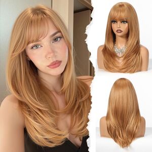 Haircube Layered Golden Blonde Medium Long Straight Synthetic Wigs For Women Wi Haircube Layered Golden Blonde Medium Long Straight Synthetic Wigs For Women Wi