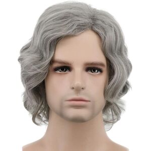 Karlery Men Short Bob Wave Gray Wig Halloween Cosplay Wig Anime Costume Party Karlery Men Short Bob Wave Gray Wig Halloween Cosplay Wig Anime Costume Party