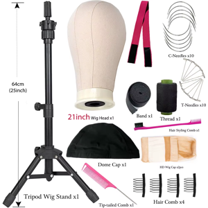 Does Not Apply 21/23 Inch Wig Head Mannequin Canvas Head With Stand For Wig Making Does Not Apply 21/23 Inch Wig Head Mannequin Canvas Head With Stand For Wig Making