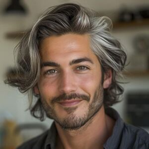 Beweig Mens Grey Wigs Short Curly Gray Layered Wig Halloween Cosplay Anime Costume Par Beweig Mens Grey Wigs Short Curly Gray Layered Wig Halloween Cosplay Anime Costume Par
