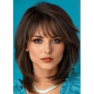 Dsimeig Short Wavy Brown Wig For Women With Bangs Natural Synthetic Wig Daily Party Dsimeig Short Wavy Brown Wig For Women With Bangs Natural Synthetic Wig Daily Party